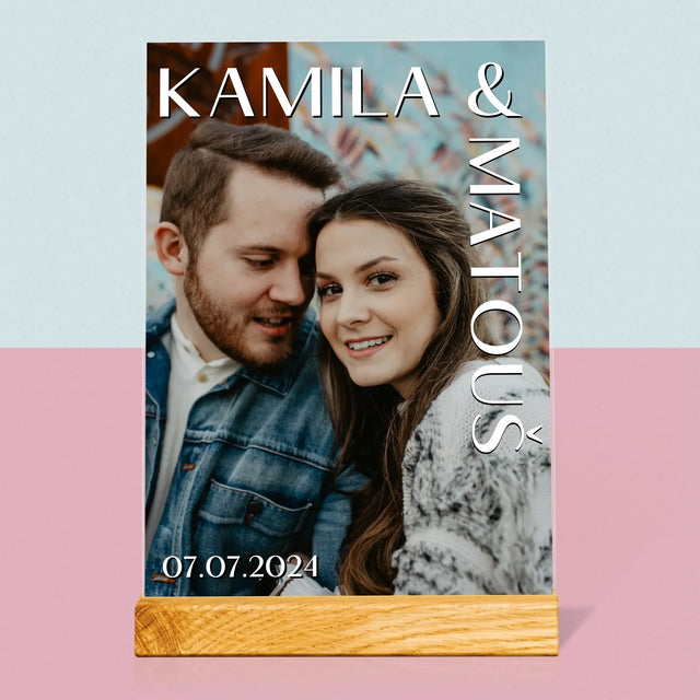 Fotka A Textem: Jména Svatba - Tisk Na Akrylovém Skle