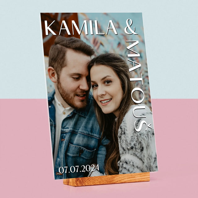 Fotka A Textem: Jména Svatba - Tisk Na Akrylovém Skle