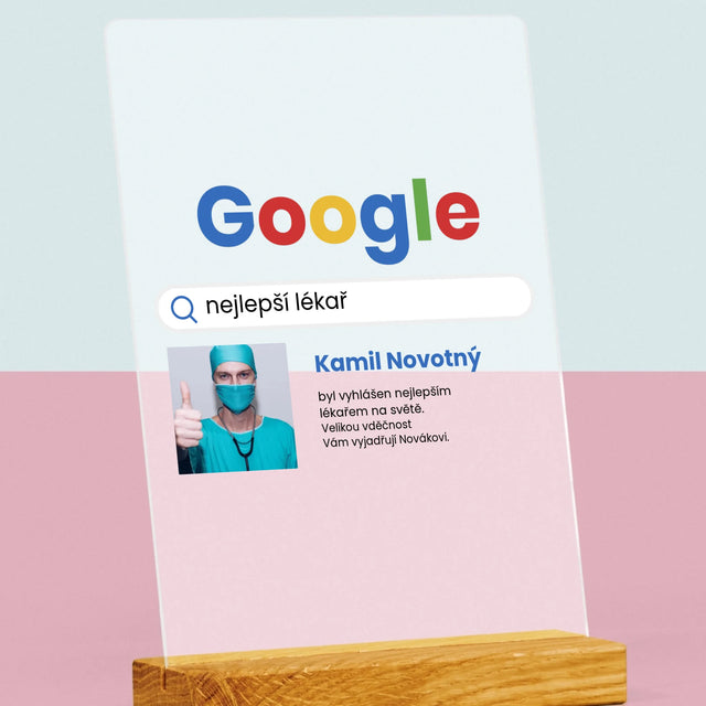 Fotka A Textem: Nejlepší Lékař Výsledek Google - Tisk Na Akrylovém Skle
