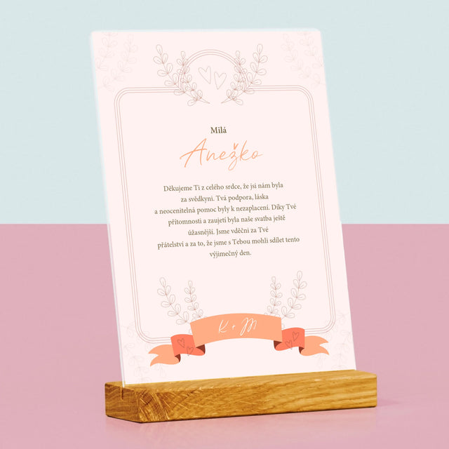 Jméno A Nápis: Poděkování Pro Svědkyni - Tisk Na Akrylovém Skle