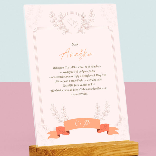 Jméno A Nápis: Poděkování Pro Svědkyni - Tisk Na Akrylovém Skle