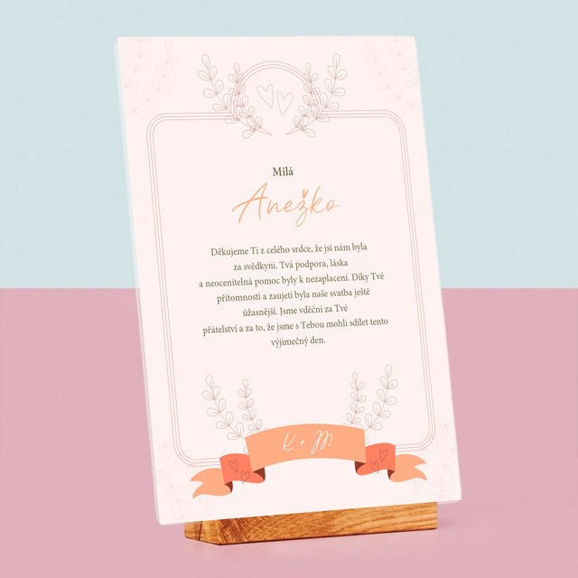 Jméno A Nápis: Poděkování Pro Svědkyni - Tisk Na Akrylovém Skle