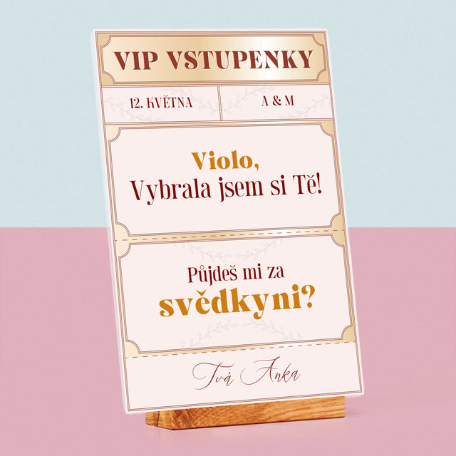 Jméno A Nápis: Vip Vstupenky Svědkyně - Tisk Na Akrylovém Skle
