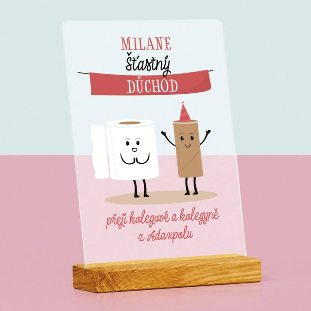 Jméno A Nápis: Šťastný Důchod - Tisk Na Akrylovém Skle