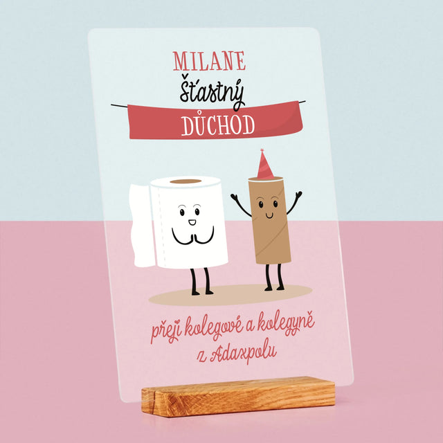 Jméno A Nápis: Šťastný Důchod - Tisk Na Akrylovém Skle