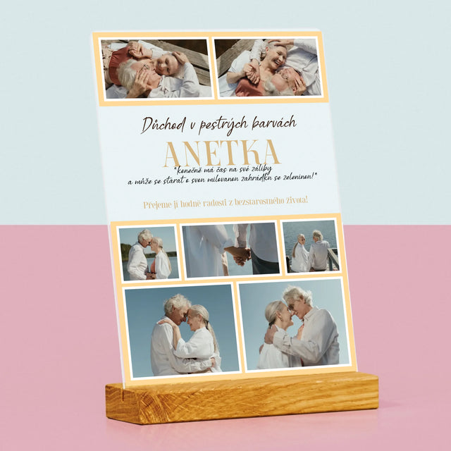 Fotokoláž: Důchod V Pestrých Barvách - Tisk Na Akrylovém Skle