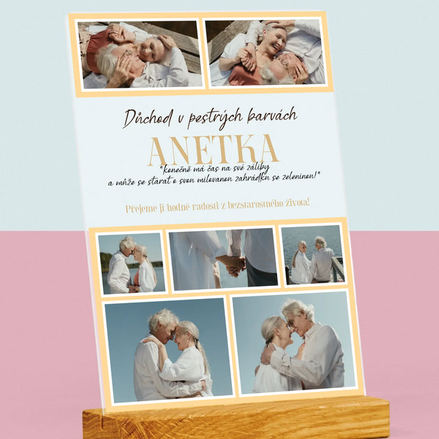 Fotokoláž: Důchod V Pestrých Barvách - Tisk Na Akrylovém Skle