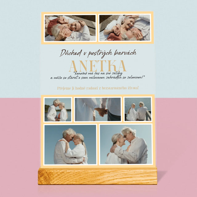 Fotokoláž: Důchod V Pestrých Barvách - Tisk Na Akrylovém Skle