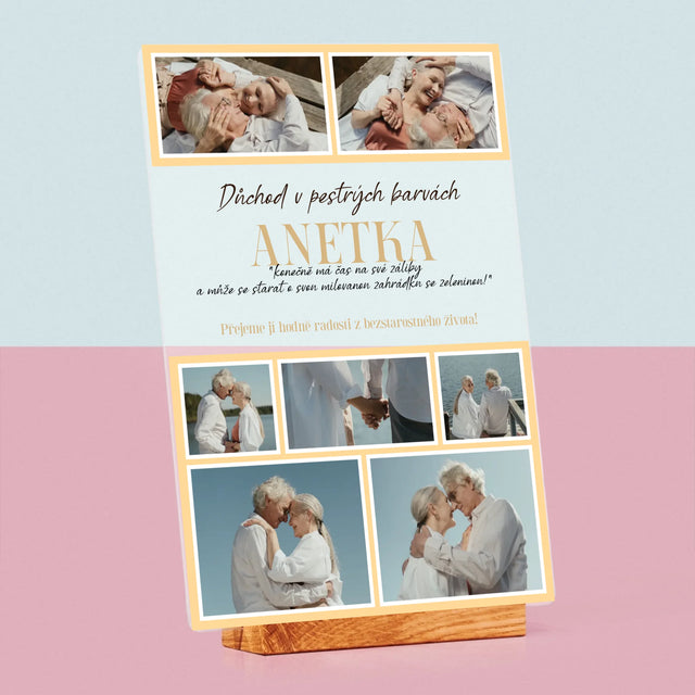 Fotokoláž: Důchod V Pestrých Barvách - Tisk Na Akrylovém Skle