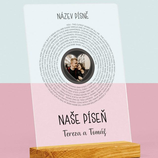 Fotka A Textem: Naše Píseň - Tisk Na Akrylovém Skle