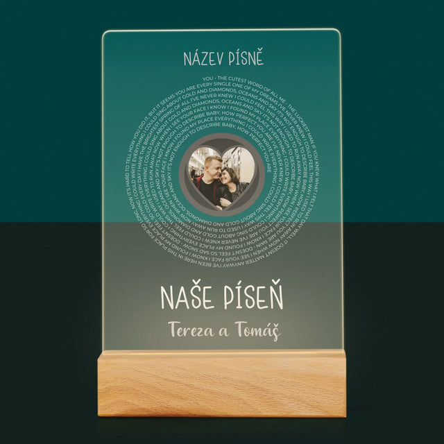 Fotka A Textem: Naše Píseň - Tisk Na Akrylovém Skle