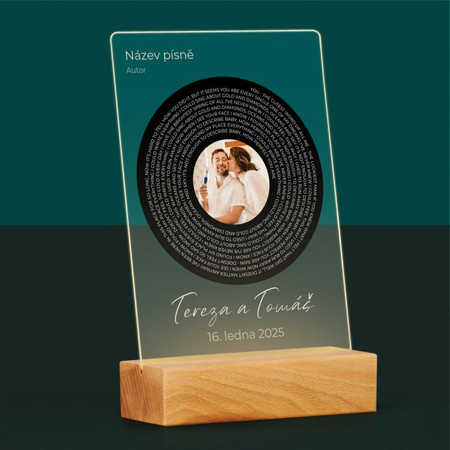 Fotka A Textem: Text Písně S Vaší Fotkou - Tisk Na Akrylovém Skle