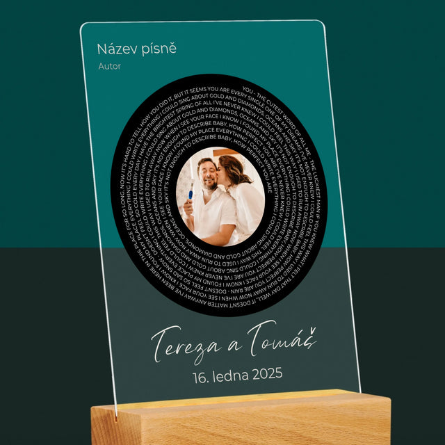 Fotka A Textem: Text Písně S Vaší Fotkou - Tisk Na Akrylovém Skle