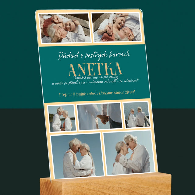 Fotokoláž: Důchod V Pestrých Barvách - Tisk Na Akrylovém Skle