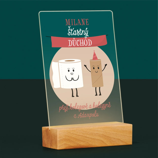 Jméno A Nápis: Šťastný Důchod - Tisk Na Akrylovém Skle