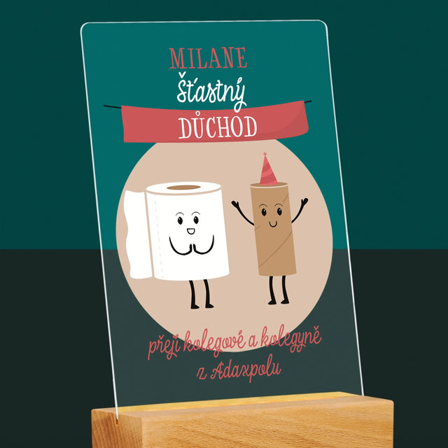 Jméno A Nápis: Šťastný Důchod - Tisk Na Akrylovém Skle