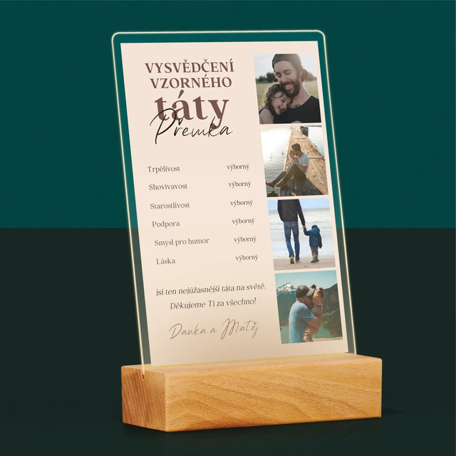 Fotokoláž: Vysvědčení Vzorné Táty - Tisk Na Akrylovém Skle
