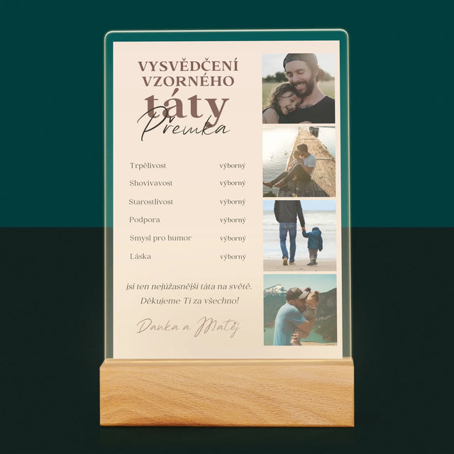 Fotokoláž: Vysvědčení Vzorné Táty - Tisk Na Akrylovém Skle