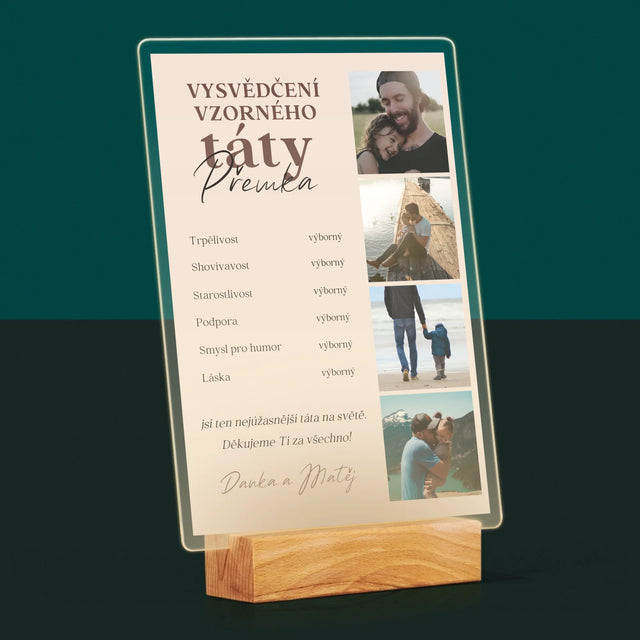 Fotokoláž: Vysvědčení Vzorné Táty - Tisk Na Akrylovém Skle
