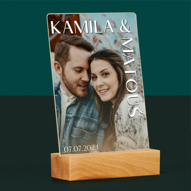 Fotka A Textem: Jména Svatba - Tisk Na Akrylovém Skle