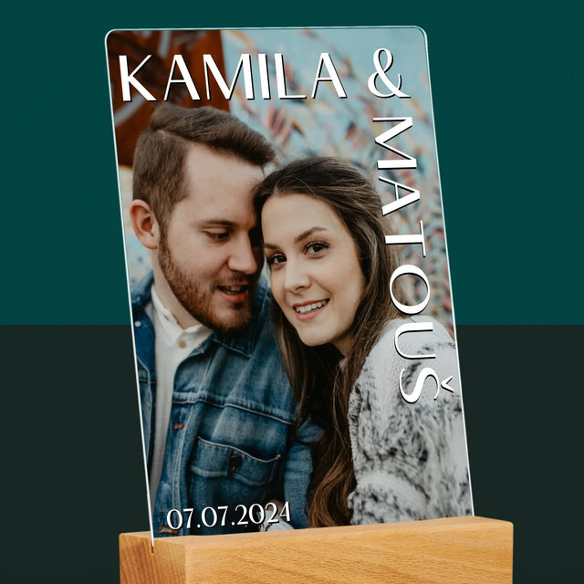 Fotka A Textem: Jména Svatba - Tisk Na Akrylovém Skle