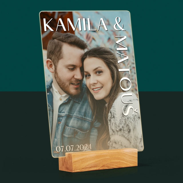 Fotka A Textem: Jména Svatba - Tisk Na Akrylovém Skle