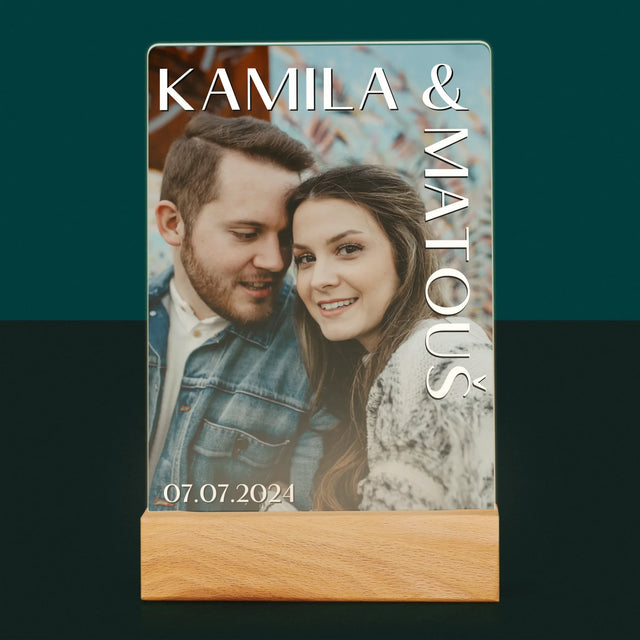 Fotka A Textem: Jména Svatba - Tisk Na Akrylovém Skle