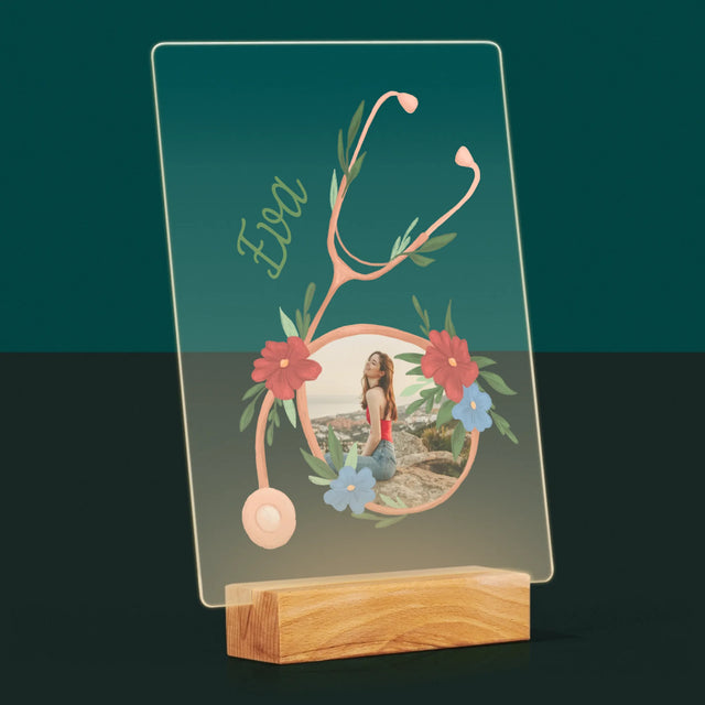 Fotka A Textem: Stetoskop Květiny - Tisk Na Akrylovém Skle