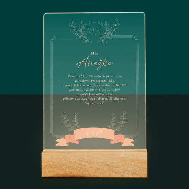 Jméno A Nápis: Poděkování Pro Svědkyni - Tisk Na Akrylovém Skle