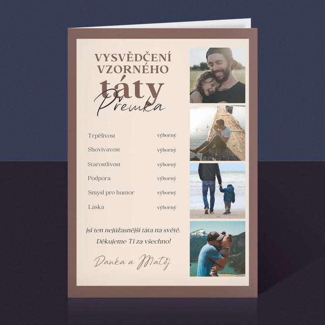 Fotokoláž: Vysvědčení Vzorné Táty - Přání