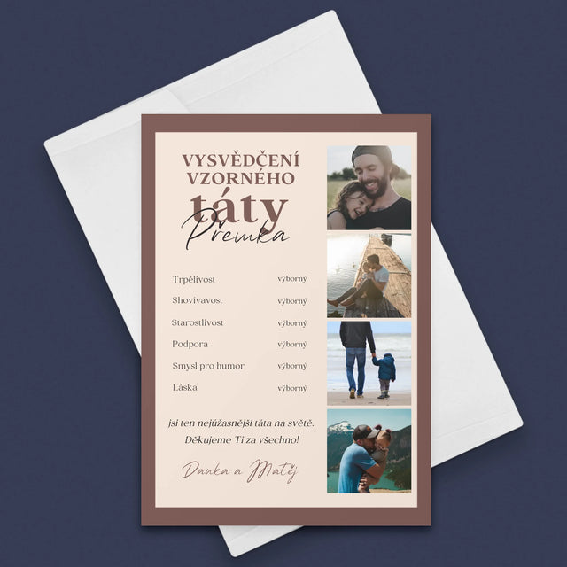 Fotokoláž: Vysvědčení Vzorné Táty - Přání
