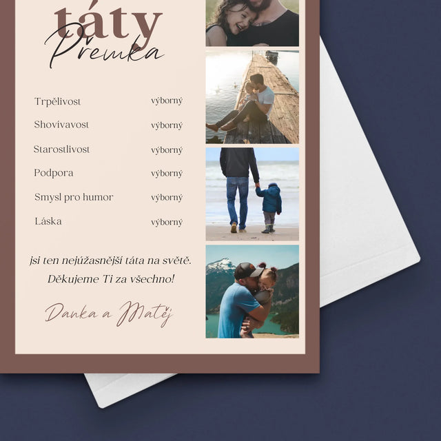 Fotokoláž: Vysvědčení Vzorné Táty - Přání