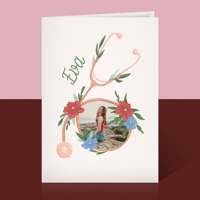 Fotka A Textem: Stetoskop Květiny - Přání