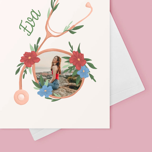 Fotka A Textem: Stetoskop Květiny - Přání