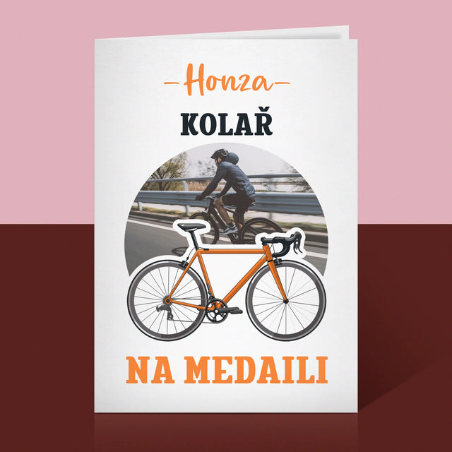 Foto a popisek: Medailový cyklista - blahopřání | CZ