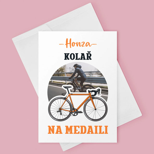 Foto a popisek: Medailový cyklista - blahopřání | CZ