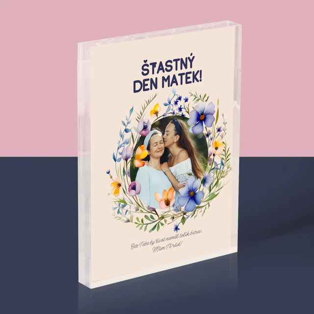 Fotka A Textem: Šťastný Den Matek - Akrylový Blok
