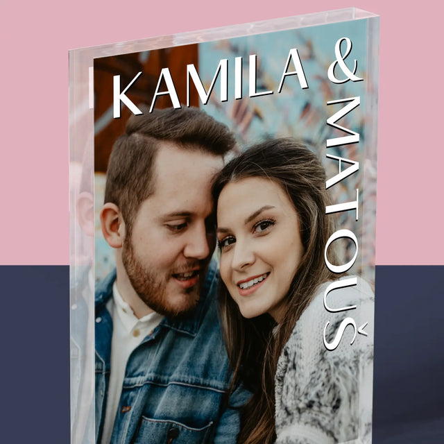 Fotka A Textem: Jména Svatba - Akrylový Blok