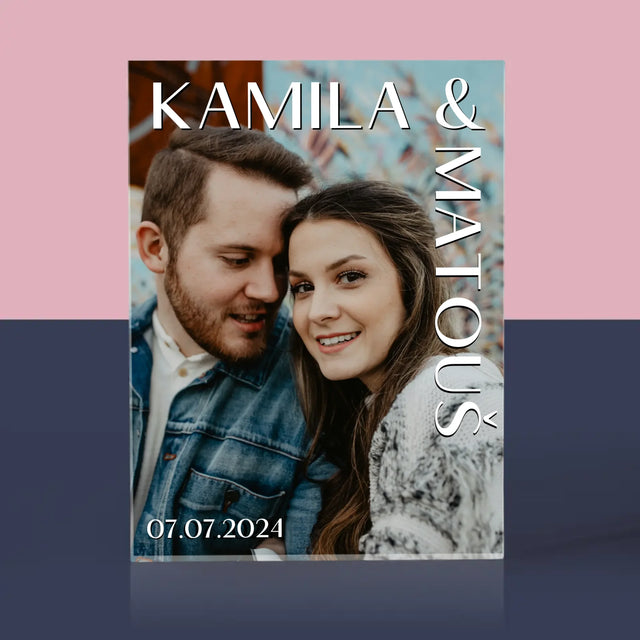 Fotka A Textem: Jména Svatba - Akrylový Blok