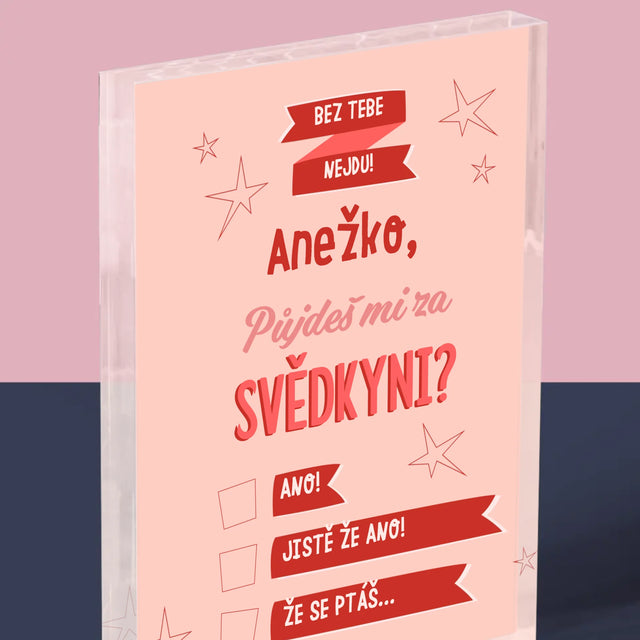 Jméno A Nápis: Bez Tebe Nejdu - Akrylový Blok