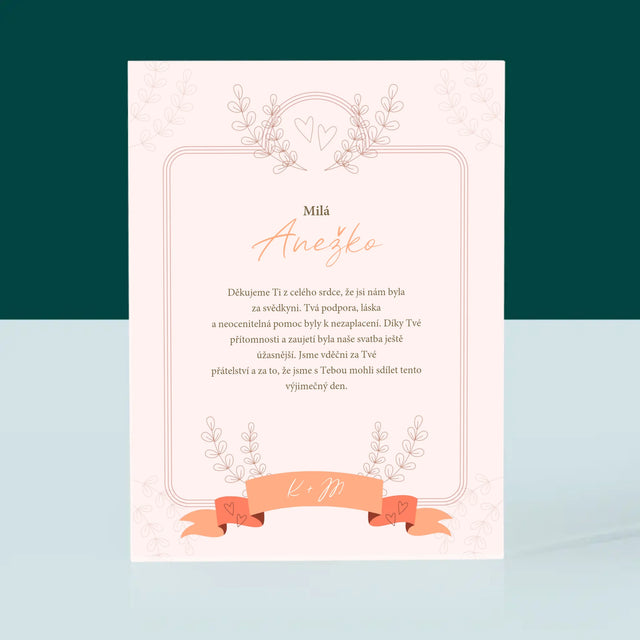 Jméno A Nápis: Poděkování Pro Svědkyni - Akrylový Blok