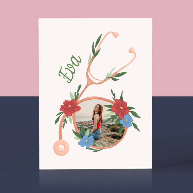 Fotka A Textem: Stetoskop Květiny - Akrylový Blok