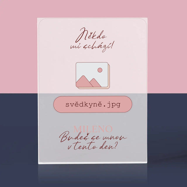 Jméno A Nápis: Někdo Mi Schází Svědkyně - Akrylový Blok