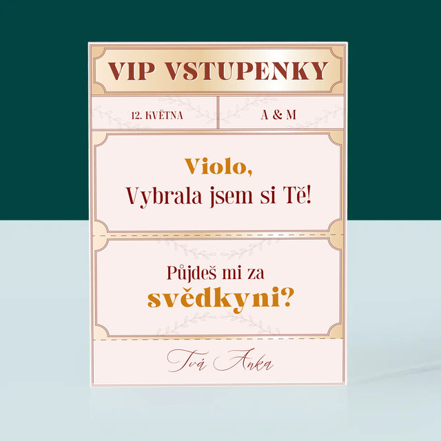 Jméno A Nápis: Vip Vstupenky Svědkyně - Akrylový Blok