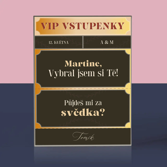 Jméno A Nápis: Vip Vstupenky Svědek - Akrylový Blok