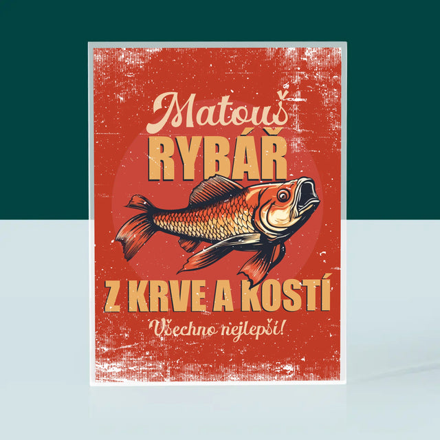 Jméno A Nápis: Rybář Z Krve A Kostí - Akrylový Blok