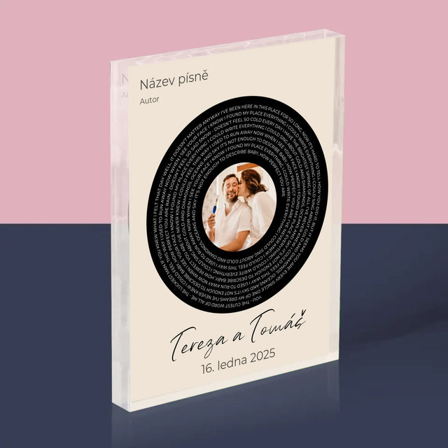 Fotka A Textem: Text Písně S Vaší Fotkou - Akrylový Blok