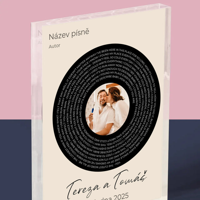 Fotka A Textem: Text Písně S Vaší Fotkou - Akrylový Blok