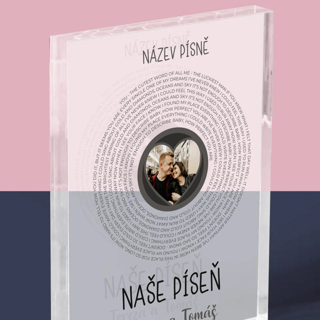 Fotka A Textem: Naše Píseň - Akrylový Blok