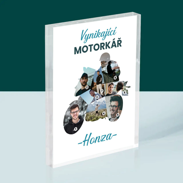 Tvar Z Fotek: Vynikající Motorkář - Akrylový Blok